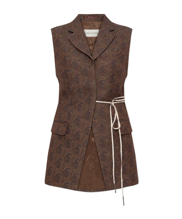 Dries Van Noten Sleeveless Vest In Brown