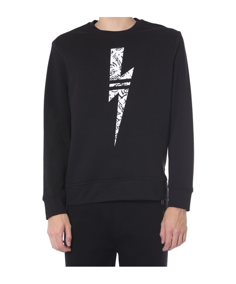 Neil Barrett Lightning Printed Pullover In Black