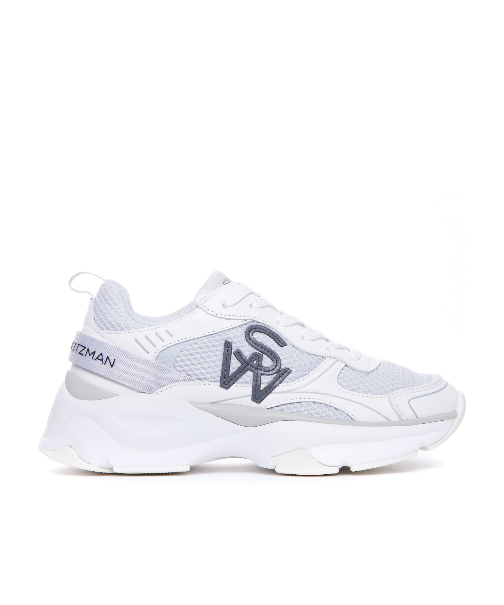 Stuart Weitzman Leather And Mesh Sneakers In White