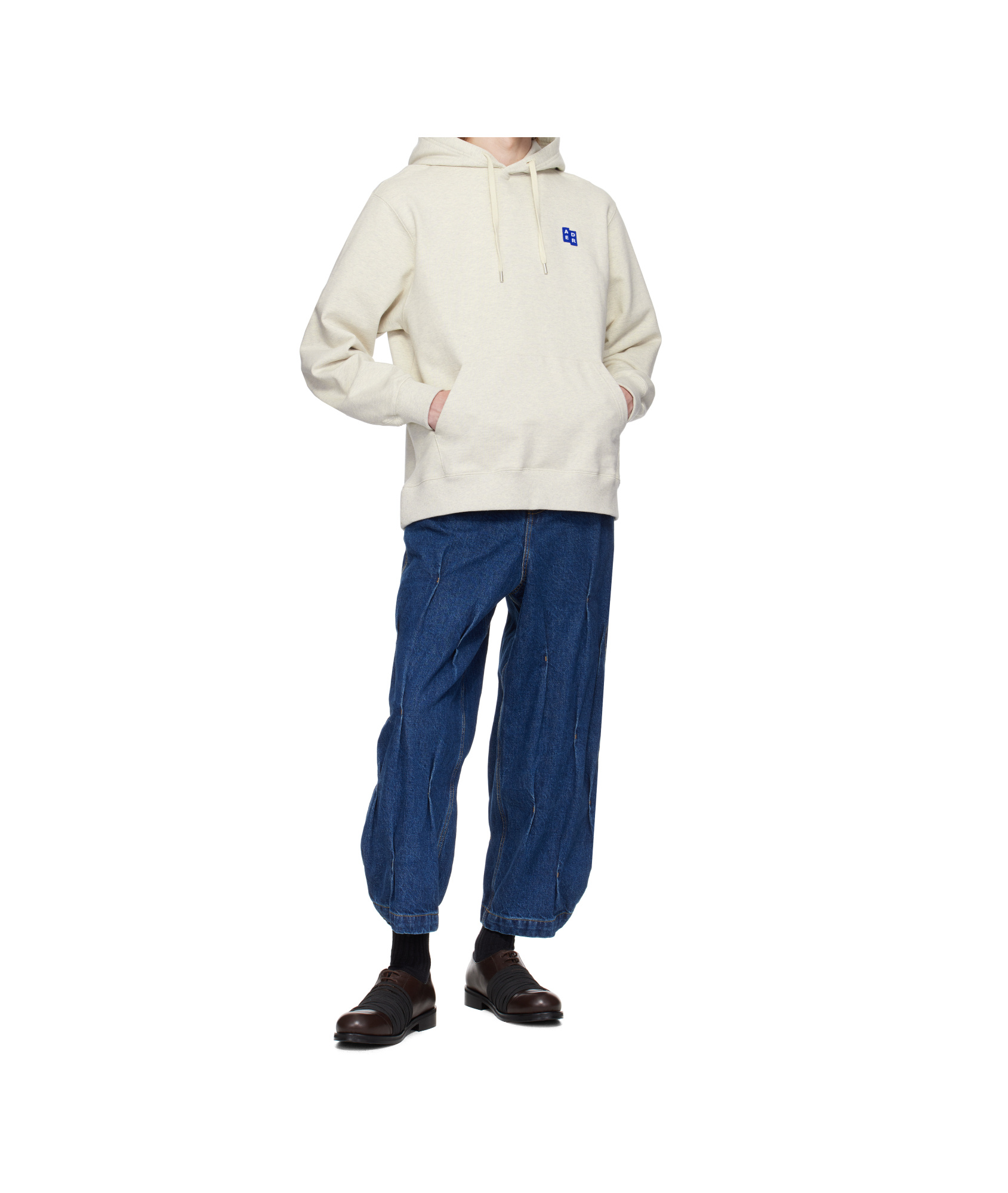 Ader Error Trs Tag Hoodie In Oatmeal