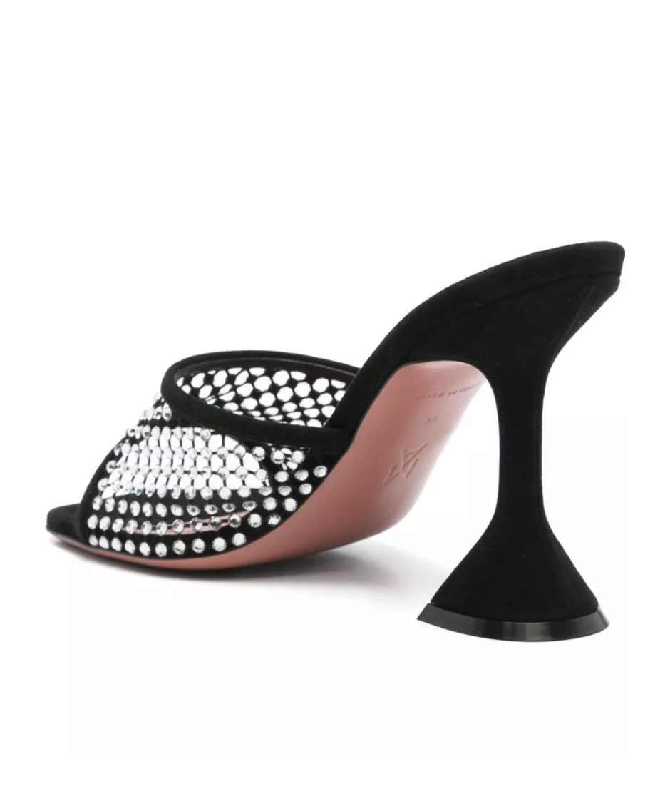 Amina Muaddi Black Slip On Heels In Black