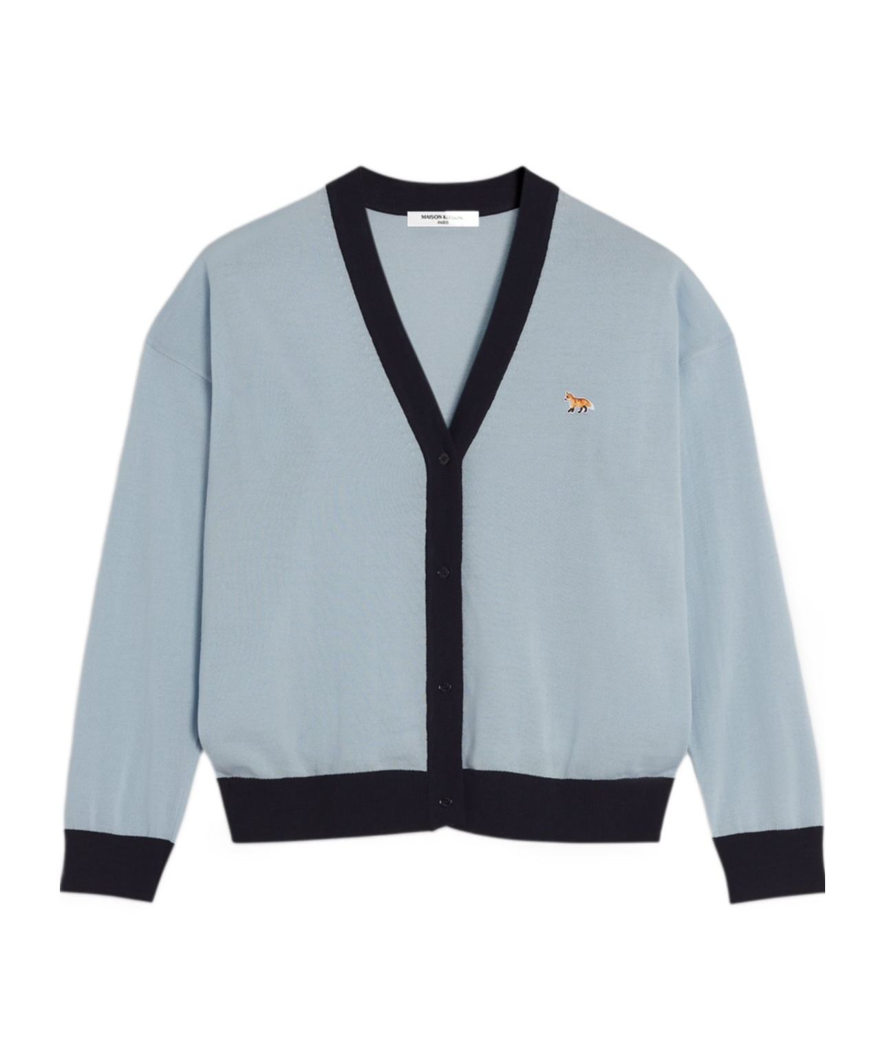 MAISON KITSUNÉ BABY FOX PATCH BI-COLOUR CARDIGAN 