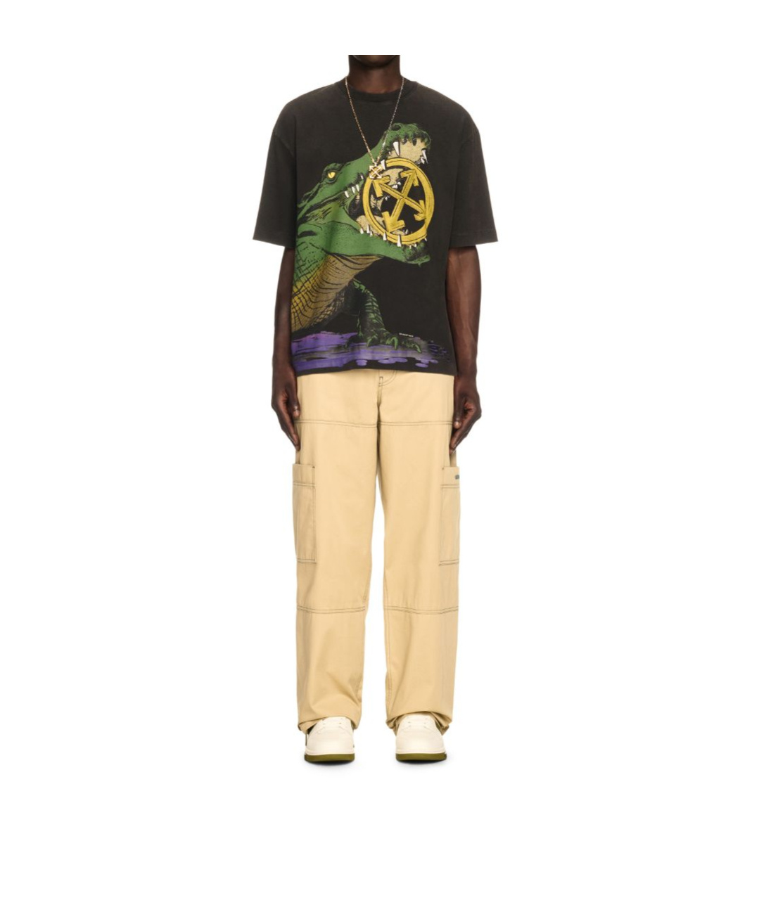 Off-white Off White Men `stitch Cotgab` Straight Cargo Pants In Nude