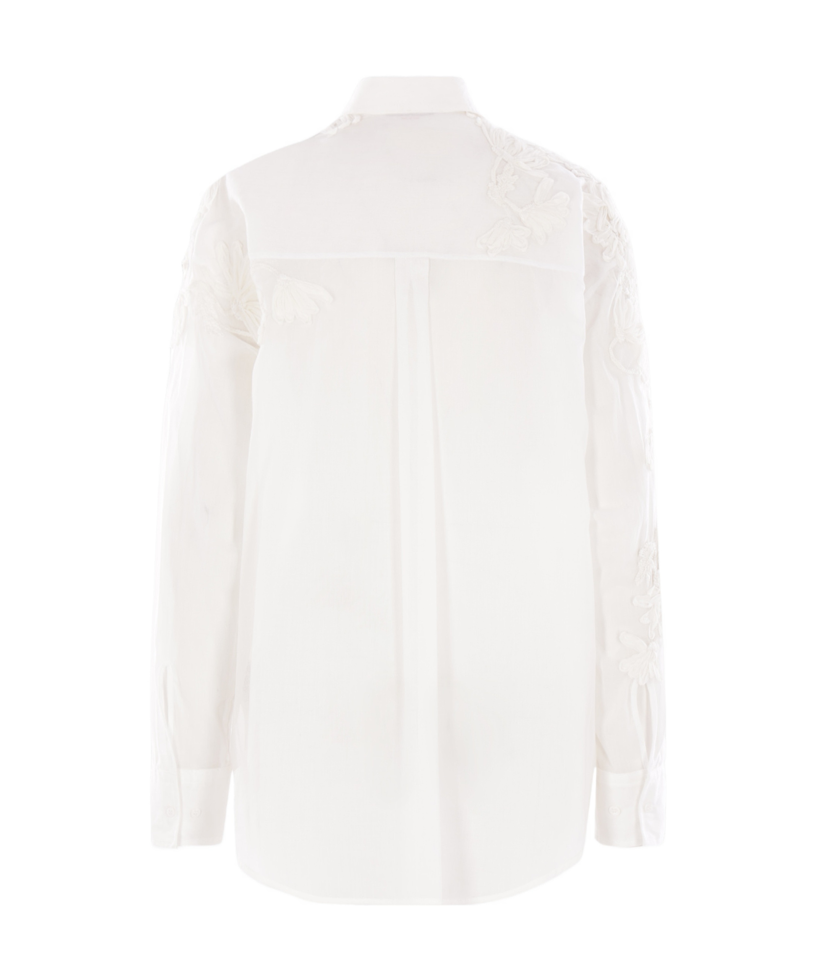 Ermanno Scervino Handmade Ribbon Floral Embroidery Oversized Muslin Shirt In White