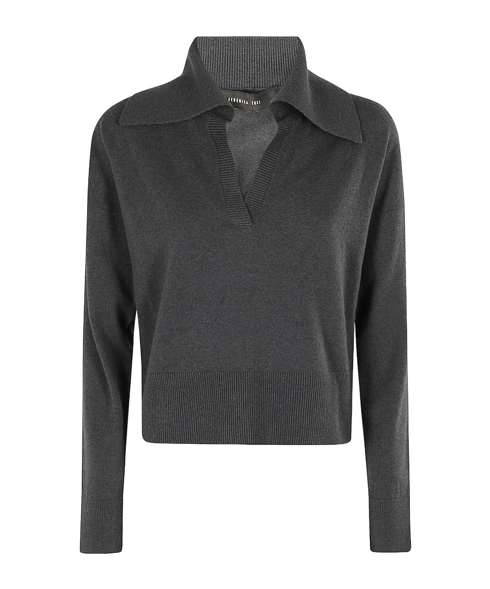 Shop Federica Tosi Knitted Polo Sweater In Black