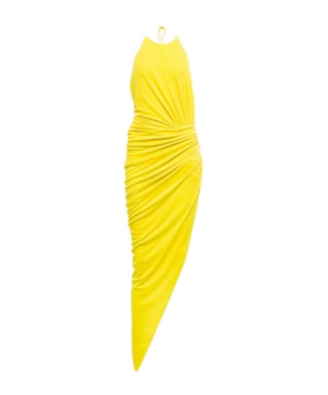 Alexandre Vauthier Ruched Halterneck Midi Dress In Yellow