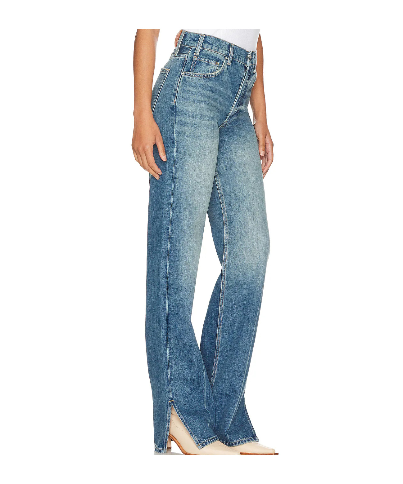 Anine Bing Ankle-slit Straight-leg Jeans In Blue