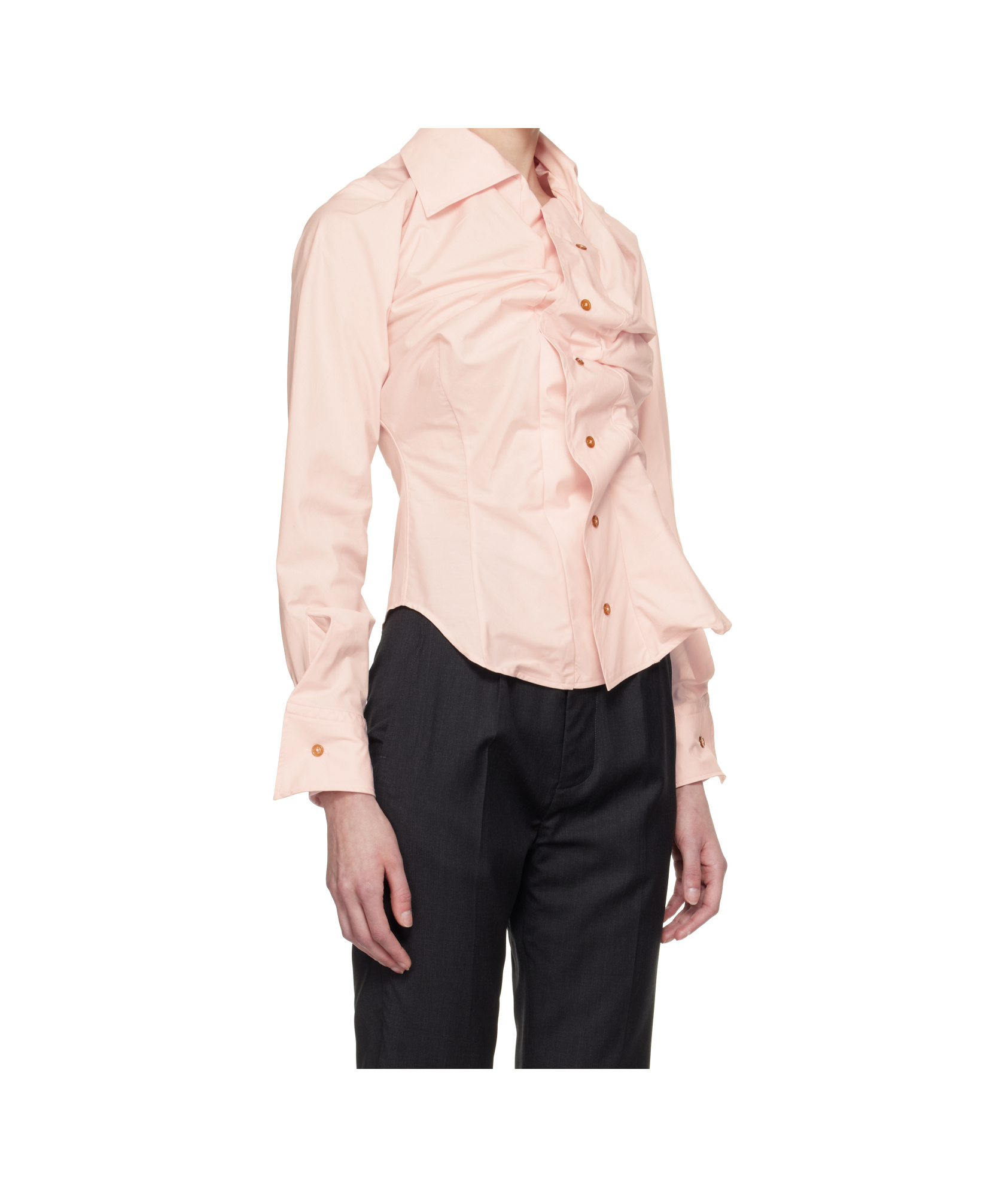 Vivienne Westwood Orb Gathered Asymmetric Cotton Shirt In Nude