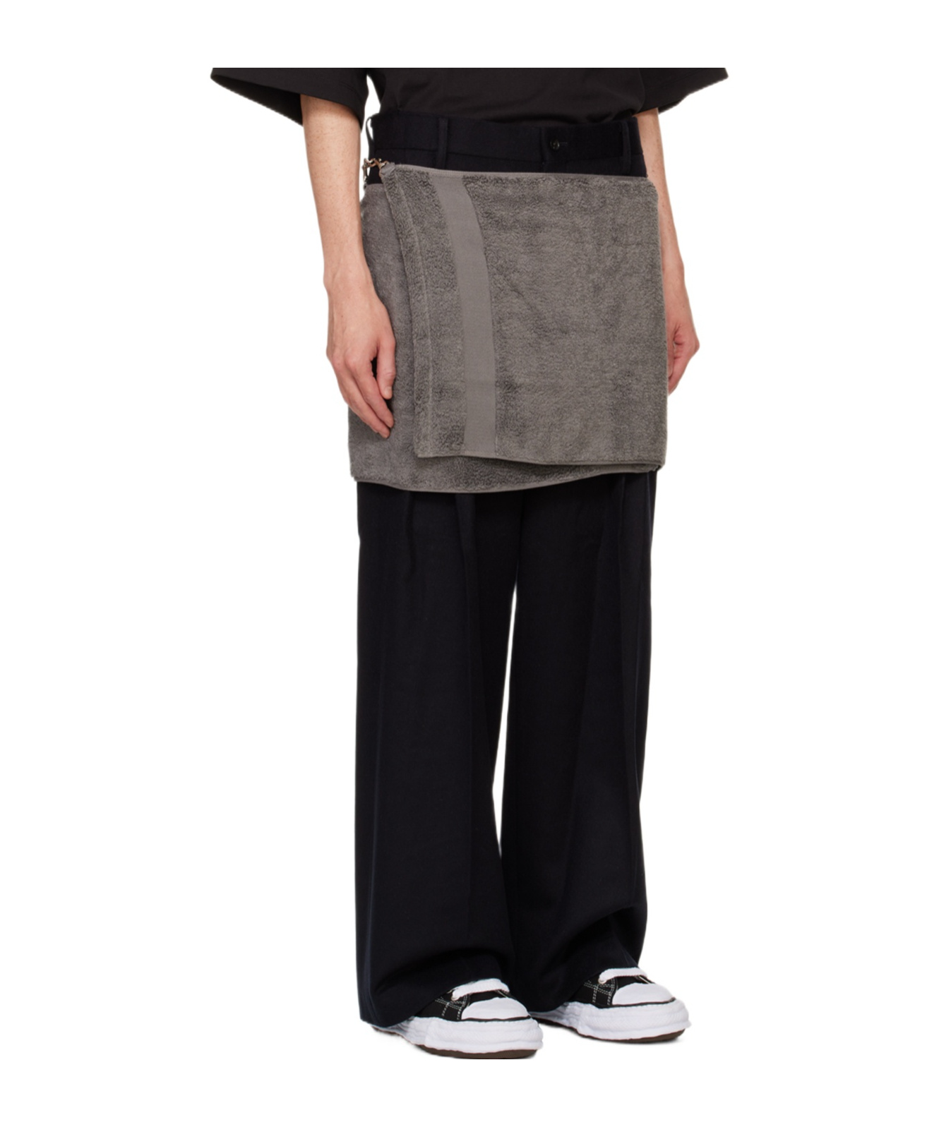 Doublet Onsen Towel Felted-finish Trousers In Black