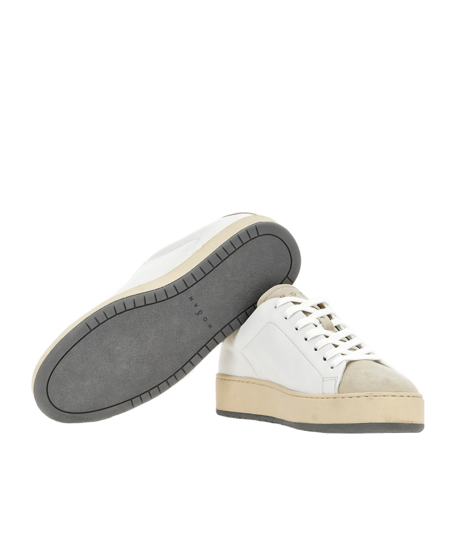 Hogan Leather Sneakers With Suede Toe In White