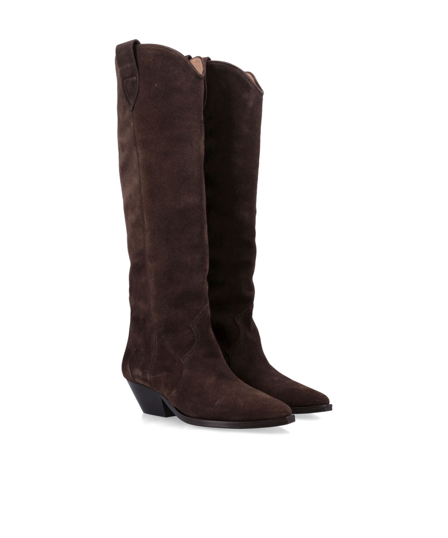 Isabel Marant Denver Leather Knee High Western Boots In Brown