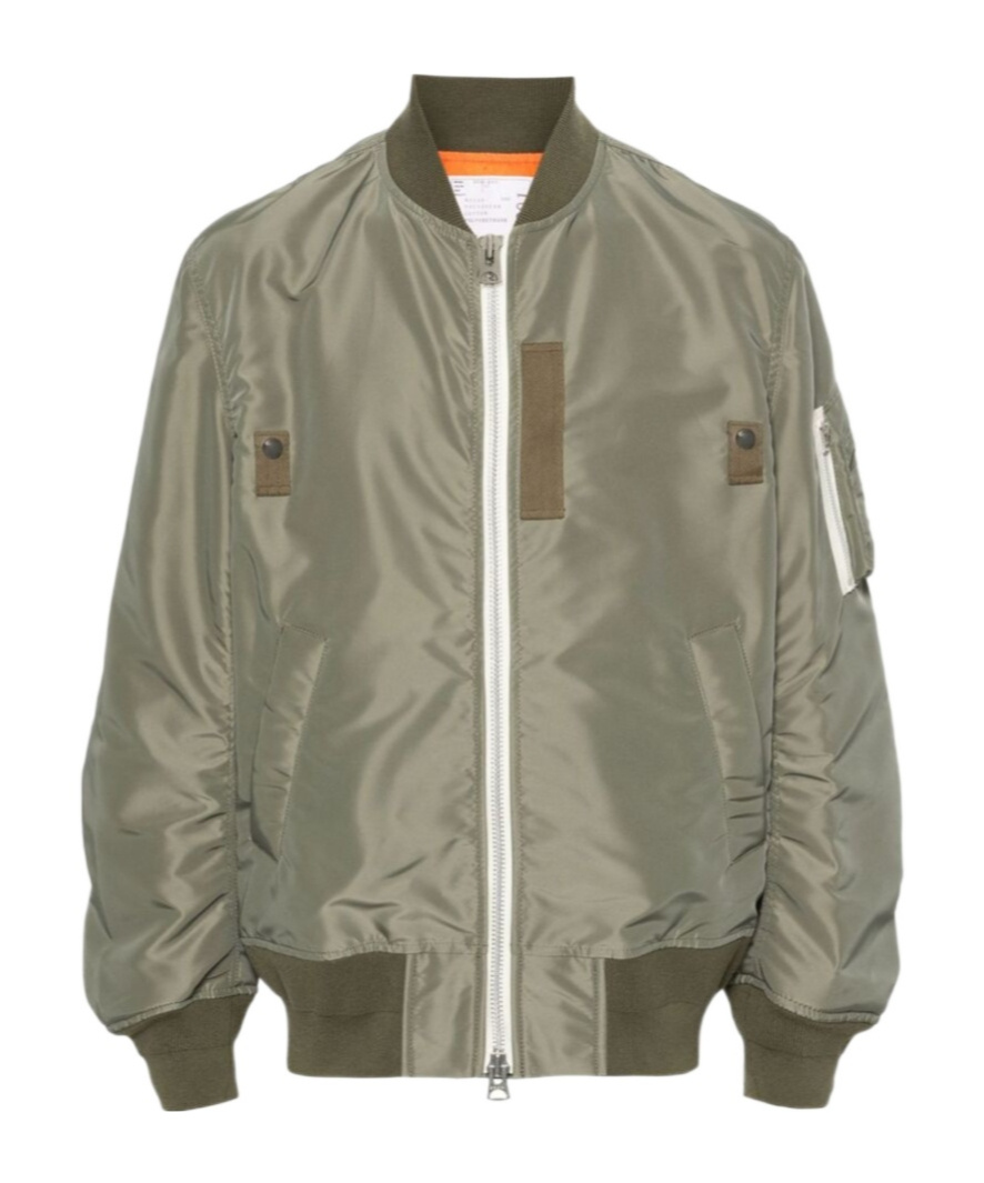 Shop Sacai Zip-up Bomber Jacket In Nude