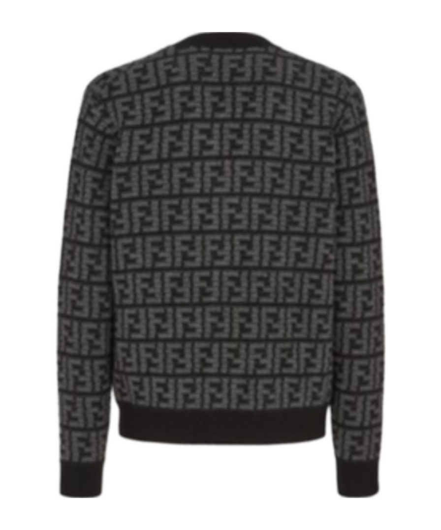 Fendi Monogrammed Button-up Cardigan In Black