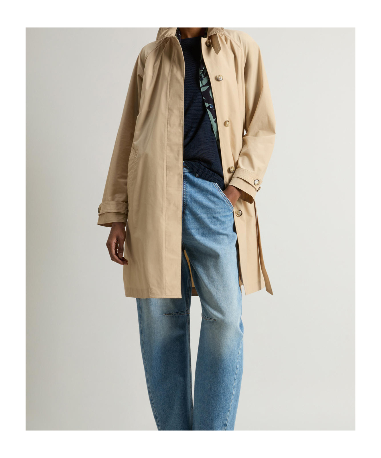 Woolrich Summer Trench Coat In White Pepper