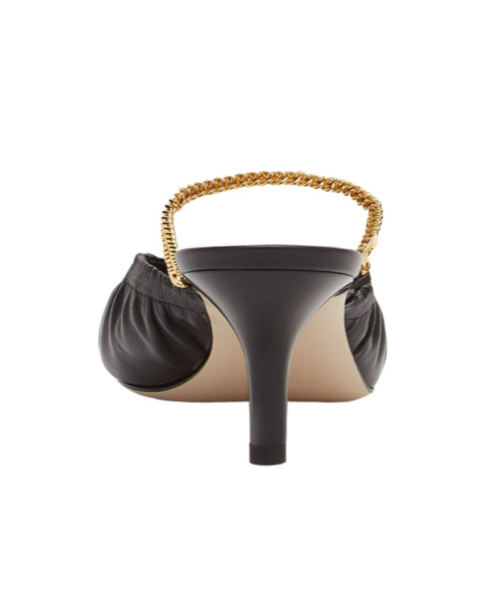 Fendi Black Leather Mules With A Medium Heel In Black