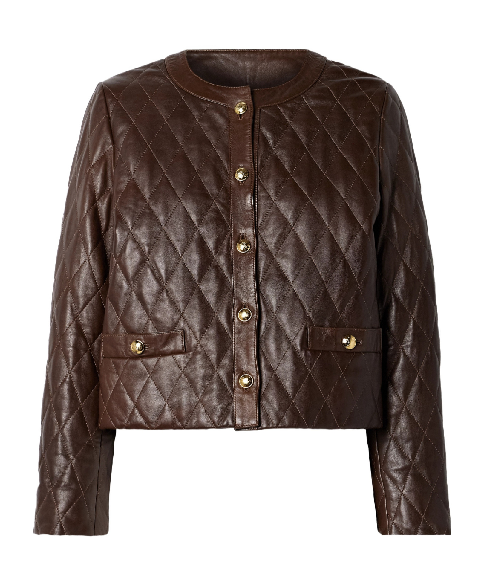 Nili Lotan Amy Quilted Leather Jacket In Brown