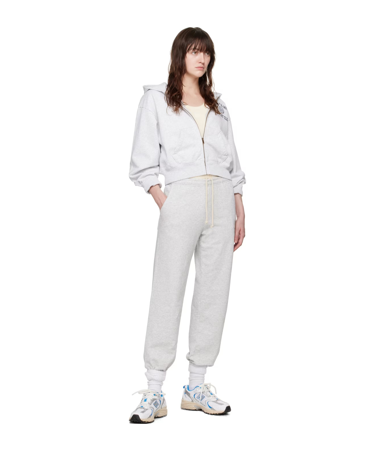 Shop Sporty And Rich Draw-cord Strap Sweatpants In White