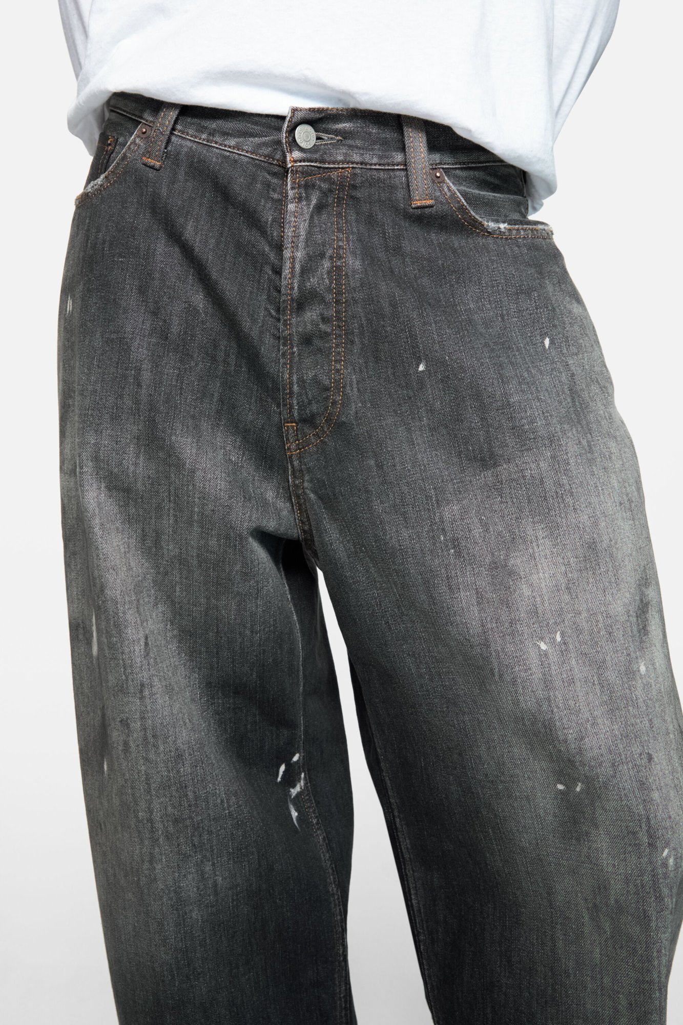 Acne Studios Denim Trousers With Belt Loops In Black