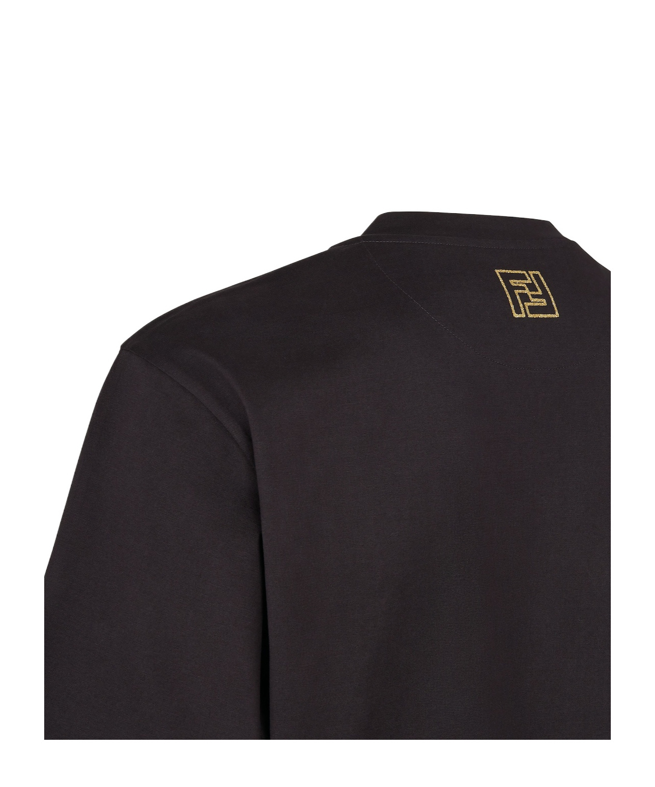 Fendi Gold Glitter Roma Lettering Cotton T-shirt In Black