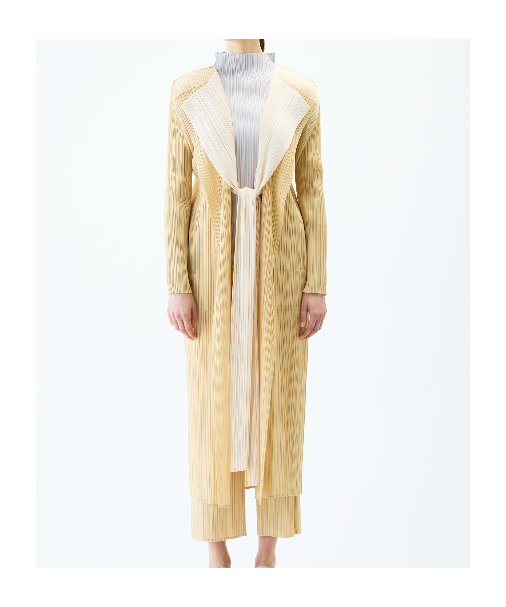 Shop Issey Miyake Merry Bicolor Coat In Beige