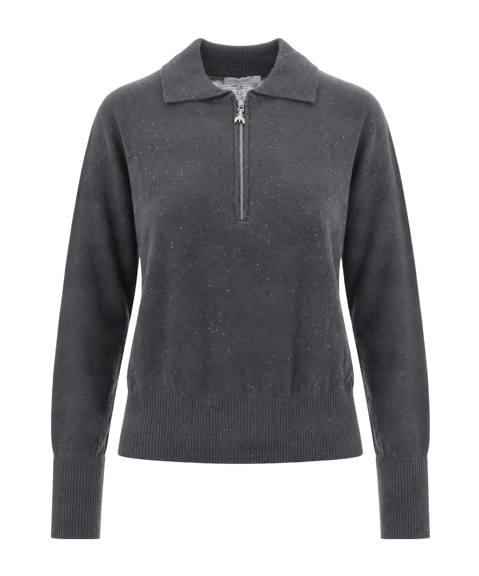 Patrizia Pepe Collared Long-sleeve Sweater In Black