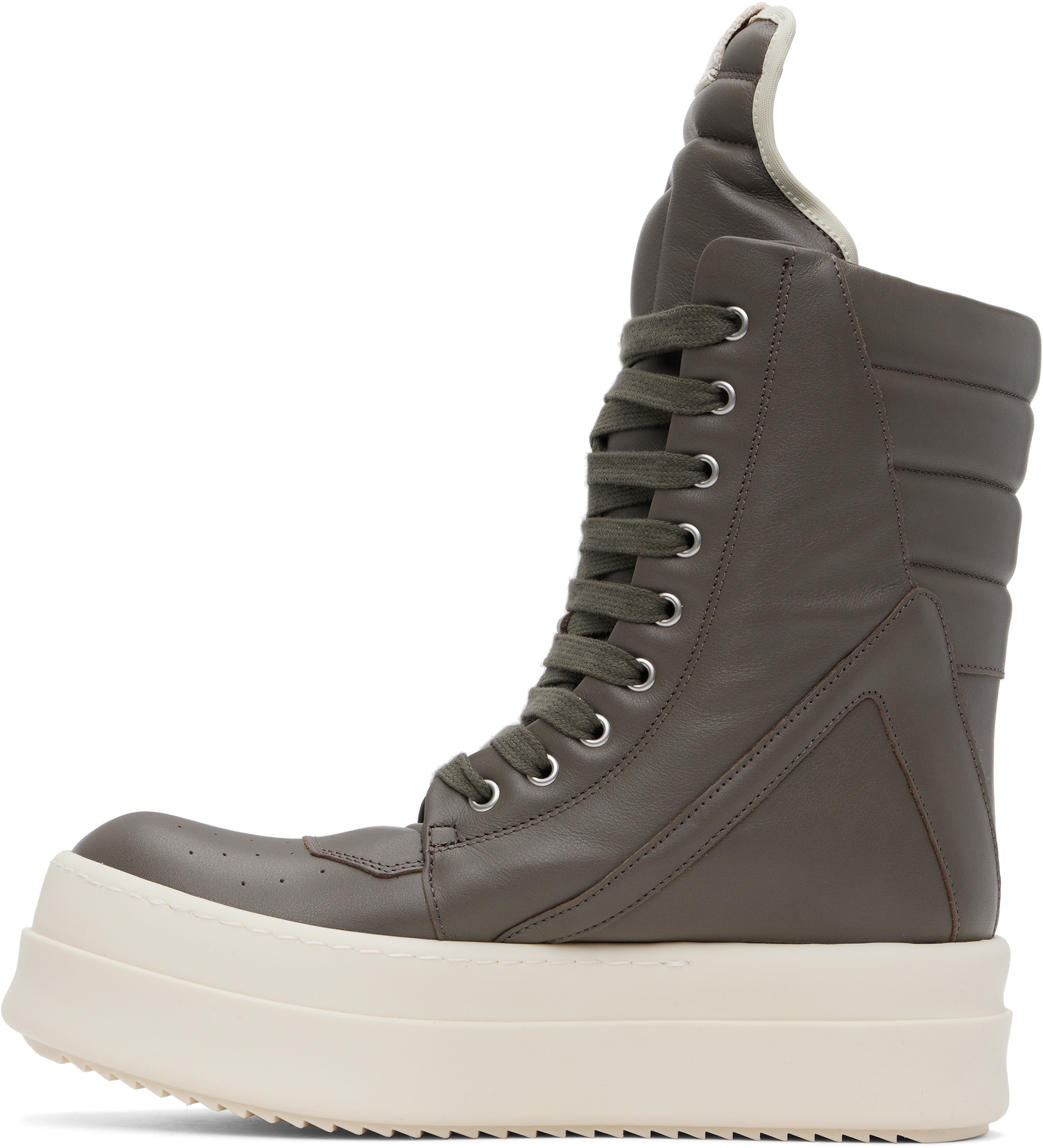 Rick Owens Hollywood Mega Geobasket High Top Sneakers Dust And Milk In Black