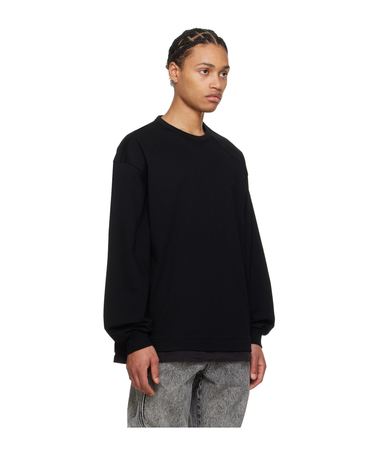 Juunj Zipped-side Cotton T-shirt In Black