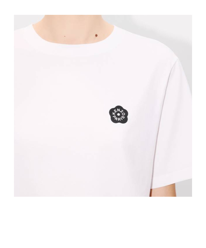 Kenzo Poplin Shirt With Cropped Length And Short Sleeves In White