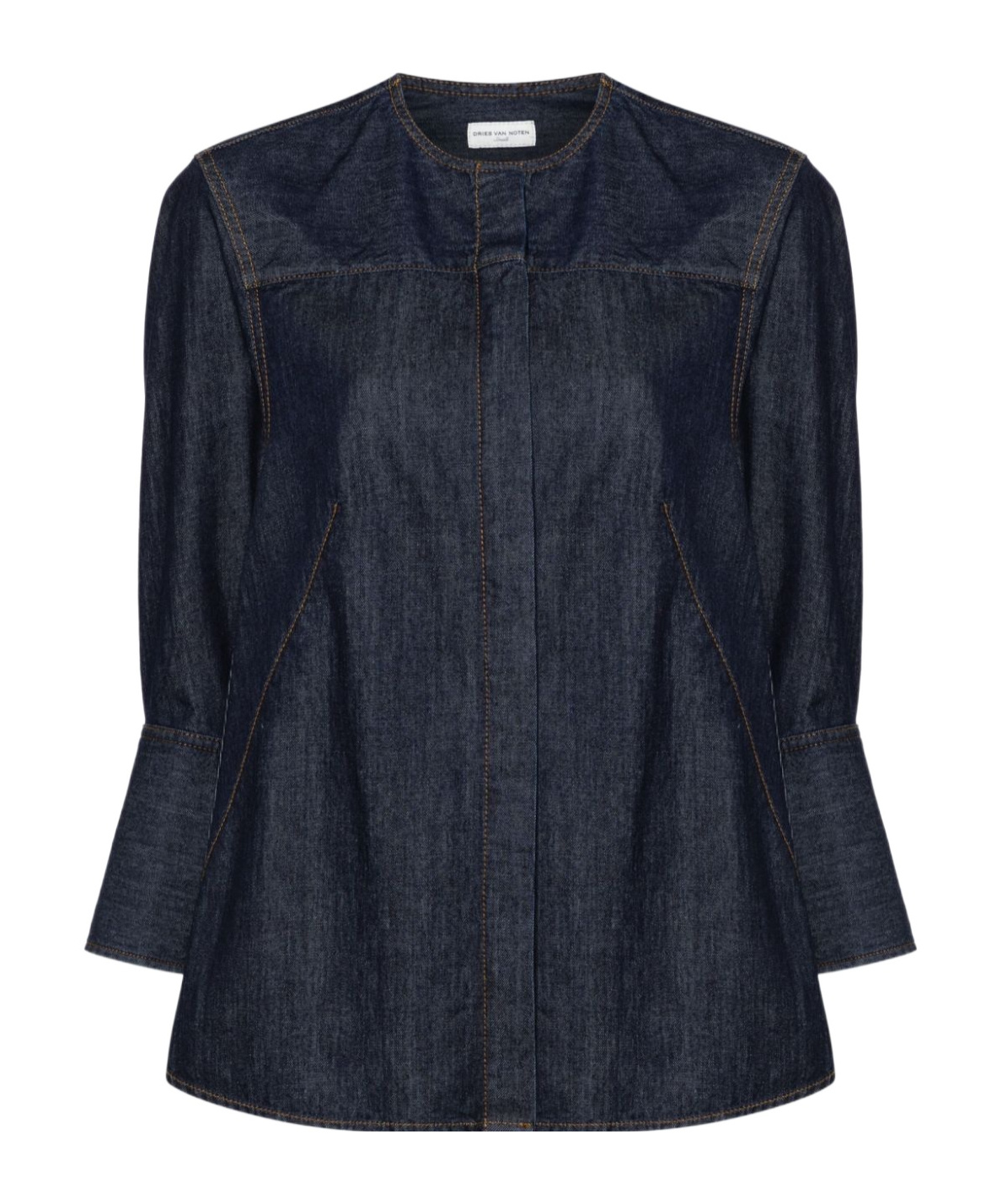 Shop Dries Van Noten Long-sleeved Denim Shirt In Black