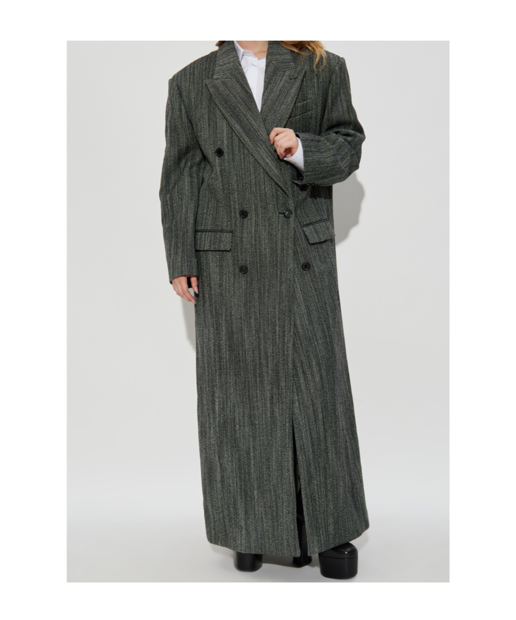 Dsquared2 X Magliano Double-breasted Long Coat In Gray