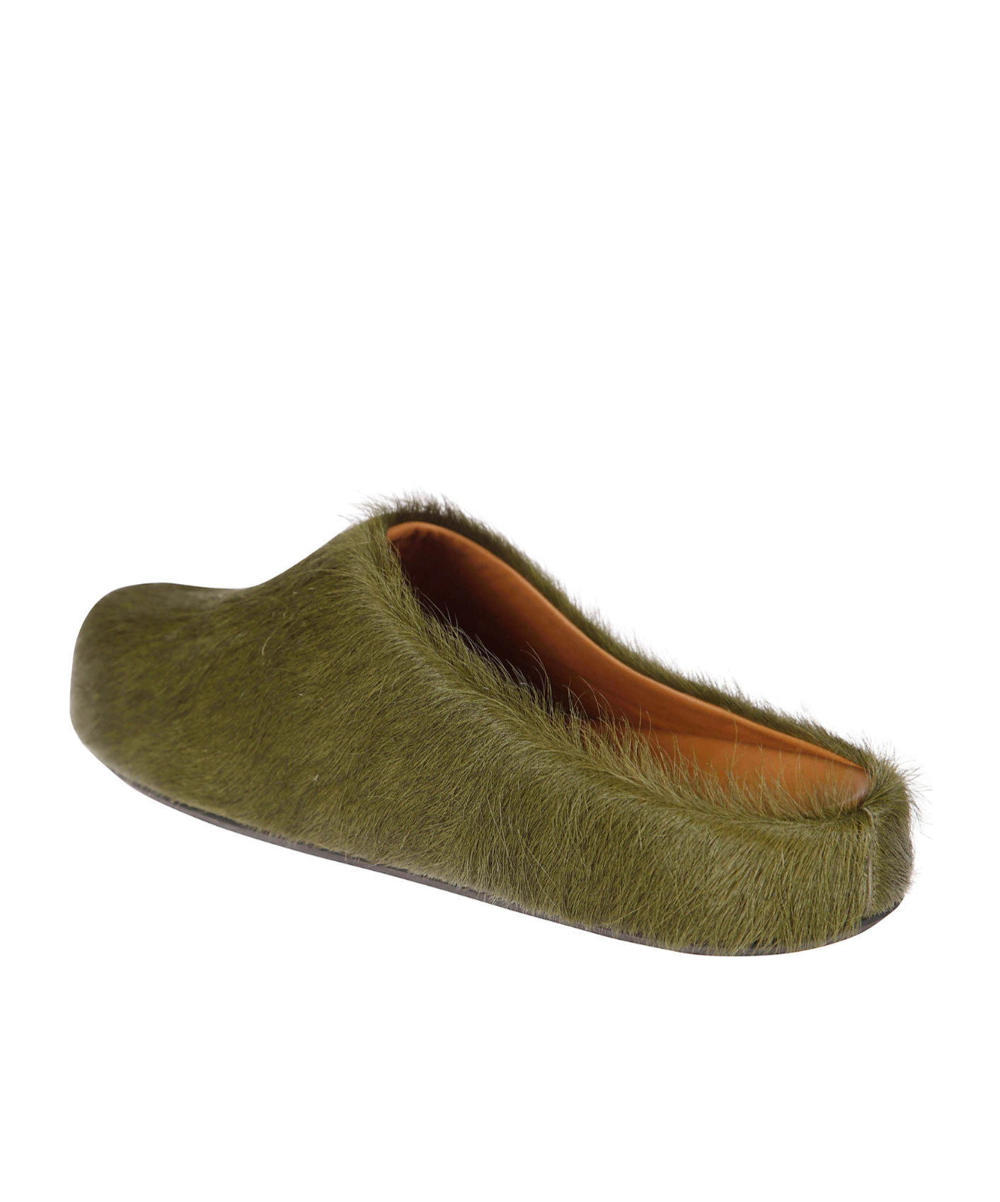 Marni Deep Sage Calf Hair Fussbett Sabot Mules In Green