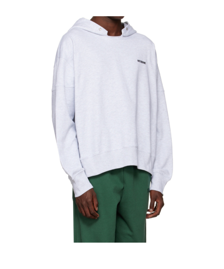 We11 Done Logo Hooded Sweater In White