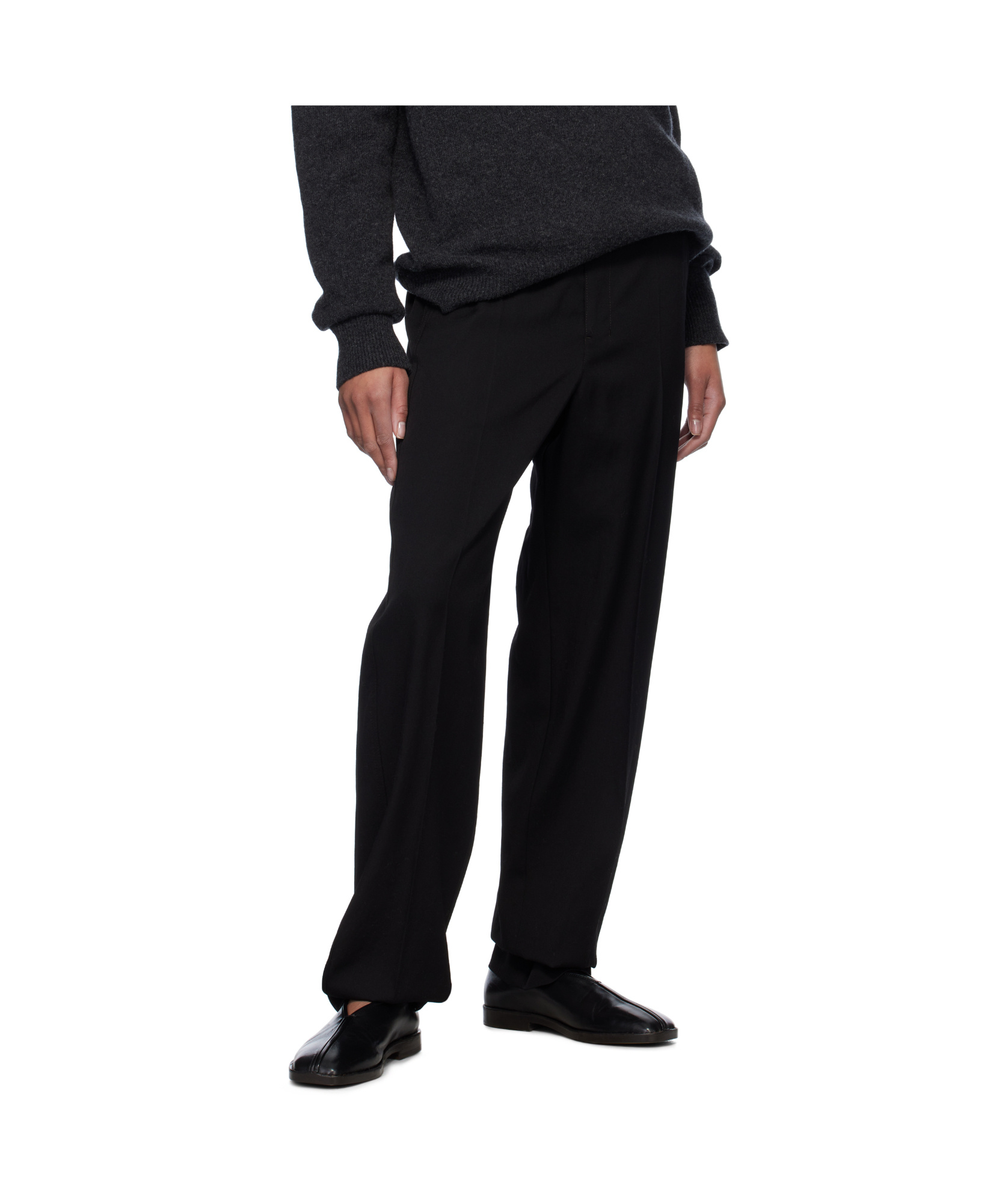 Lemaire Black Belted Soft Tailored Trousers In Black