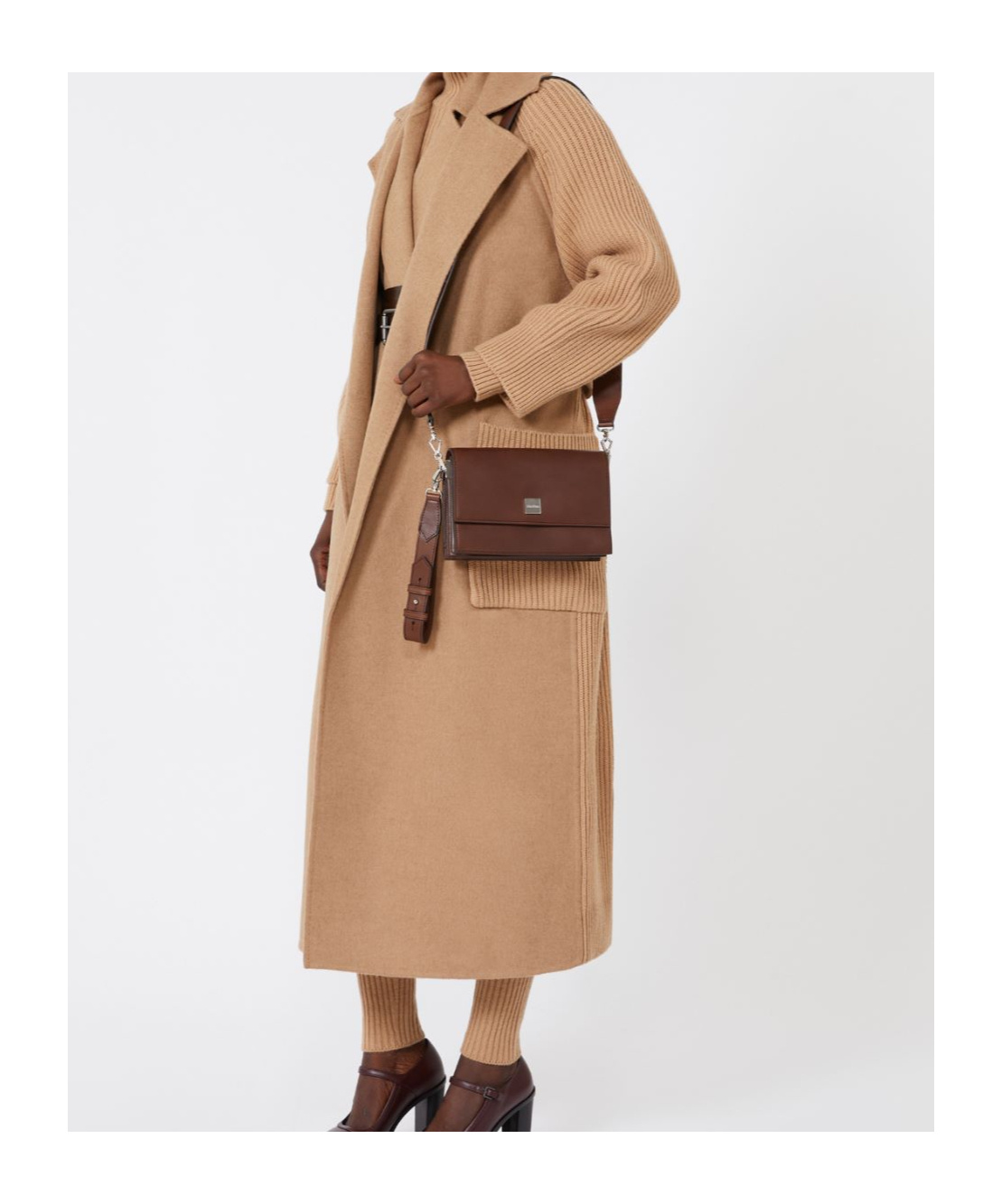 Max Mara Biancaraf Calfskin Crossbody Bag In Brown
