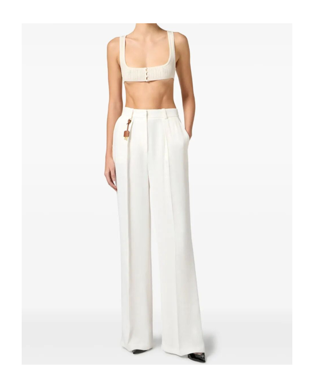 Elisabetta Franchi High-waisted Trousers Wide-leg Design Front Pleats In White