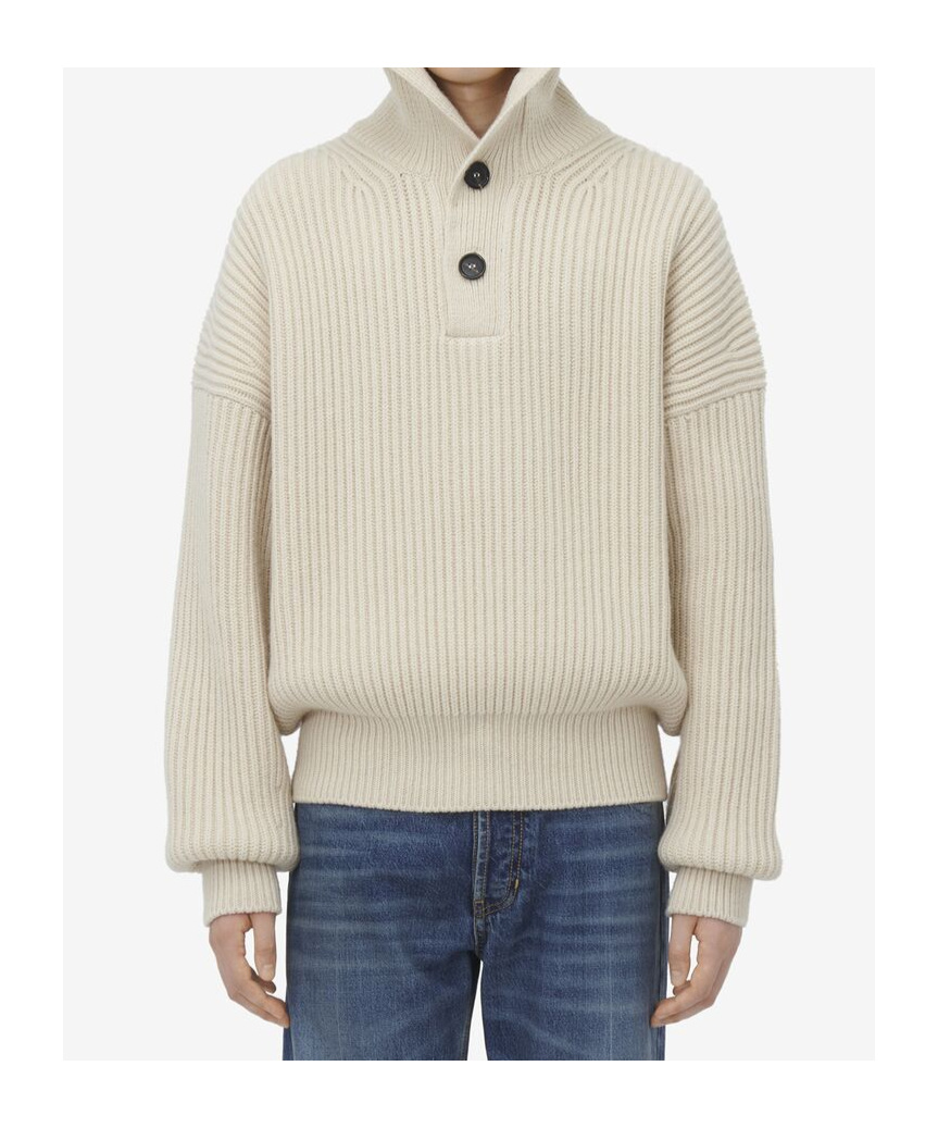 Alexander Mcqueen S Mcqueen Funnel-neck Chunky-knit Wool And Cashmere Jumper In White