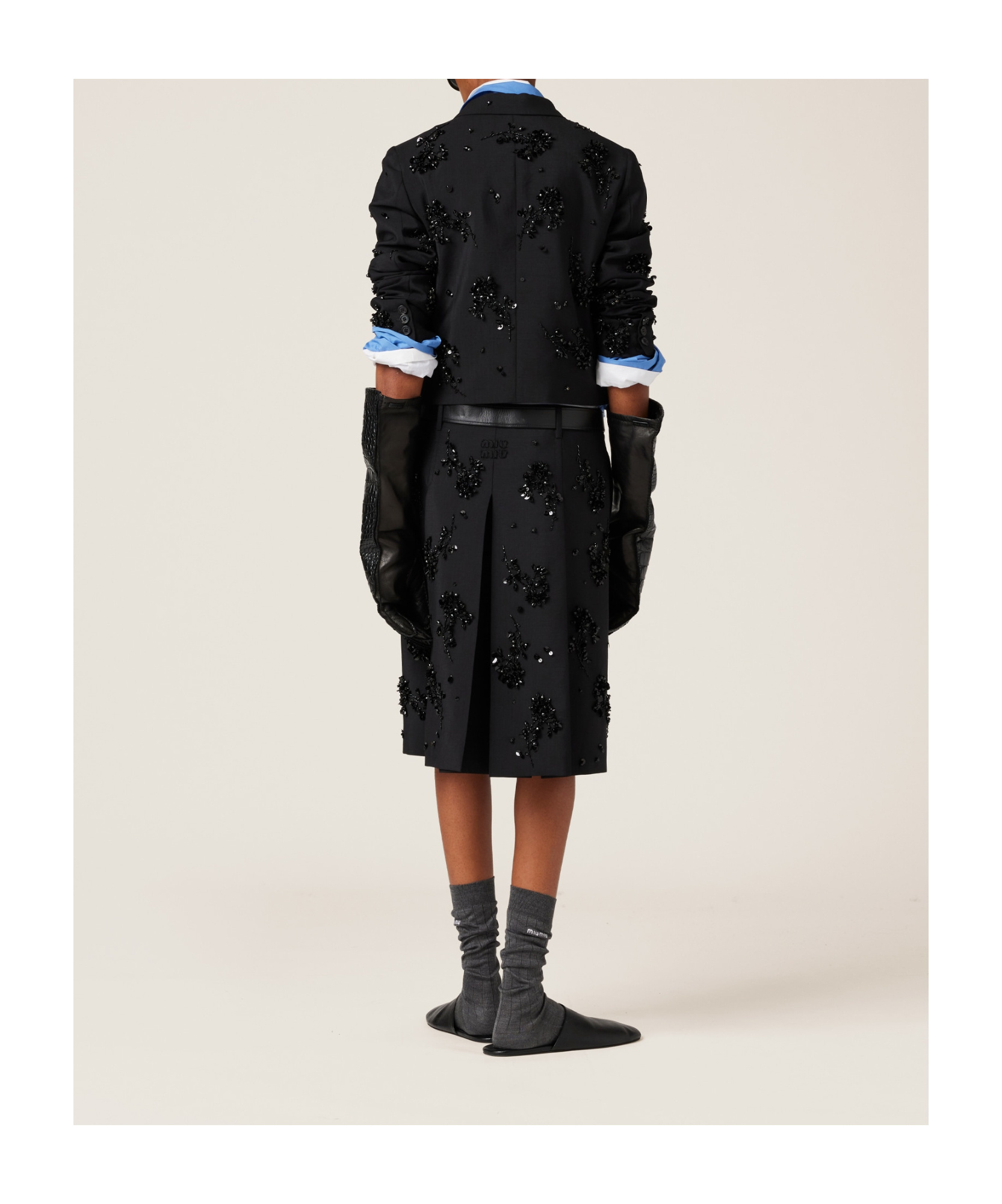 Miu Miu Single-row Wool Jacket In Black