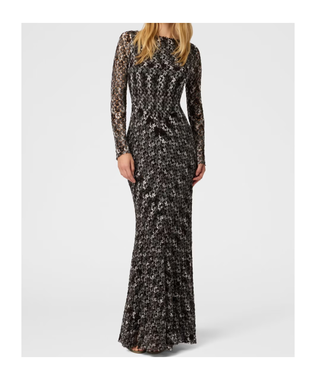 Missoni Long Double Layer Boat Neck Dress Dresses Multicolor In Black