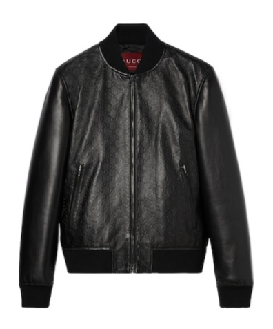 Gucci Embossed Pilot Jacket In Black