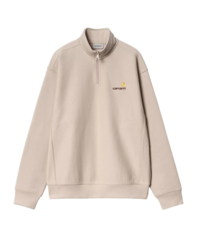 Carhartt Wip Logo Embroidered Half-zipped Sweatshirt In Neutral