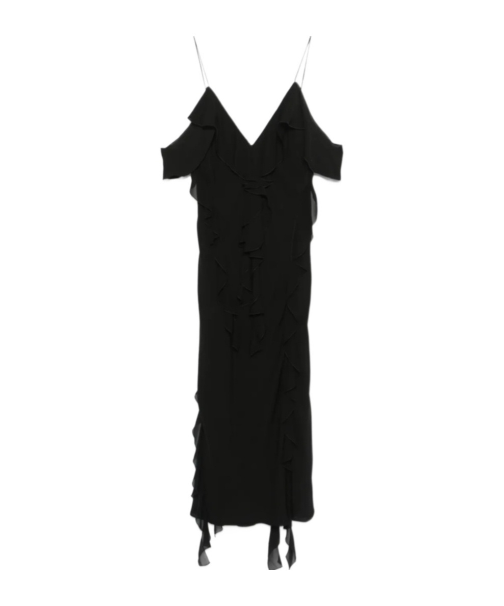 Shop Dorothee Schumacher Ruffled Georgette Midi Dress In Black