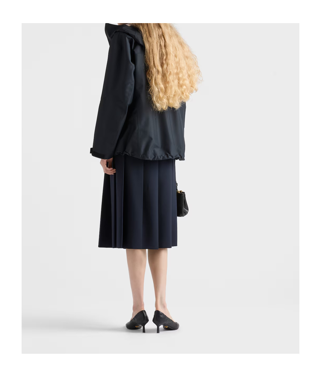 Prada Hopsack And Technical Fabric Midi-skirt In Brown