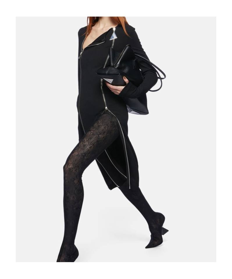 Attico Midi Dress With Double Zipper Detail In Black