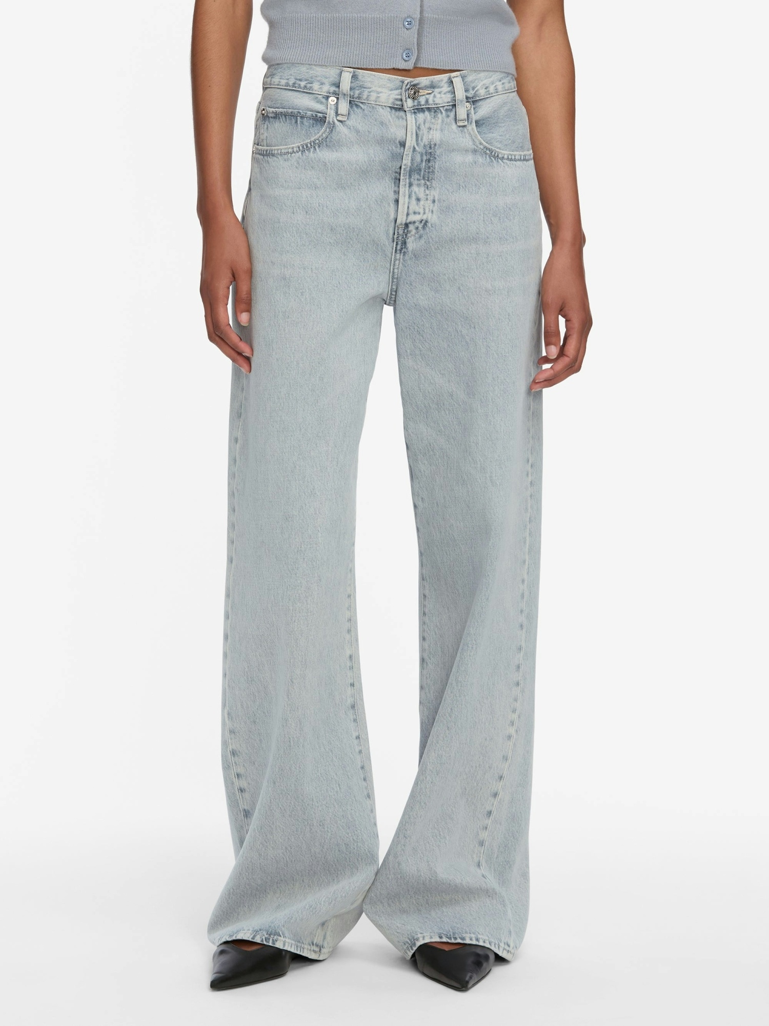 Frame Low-rise Wide-leg Jeans In Blue