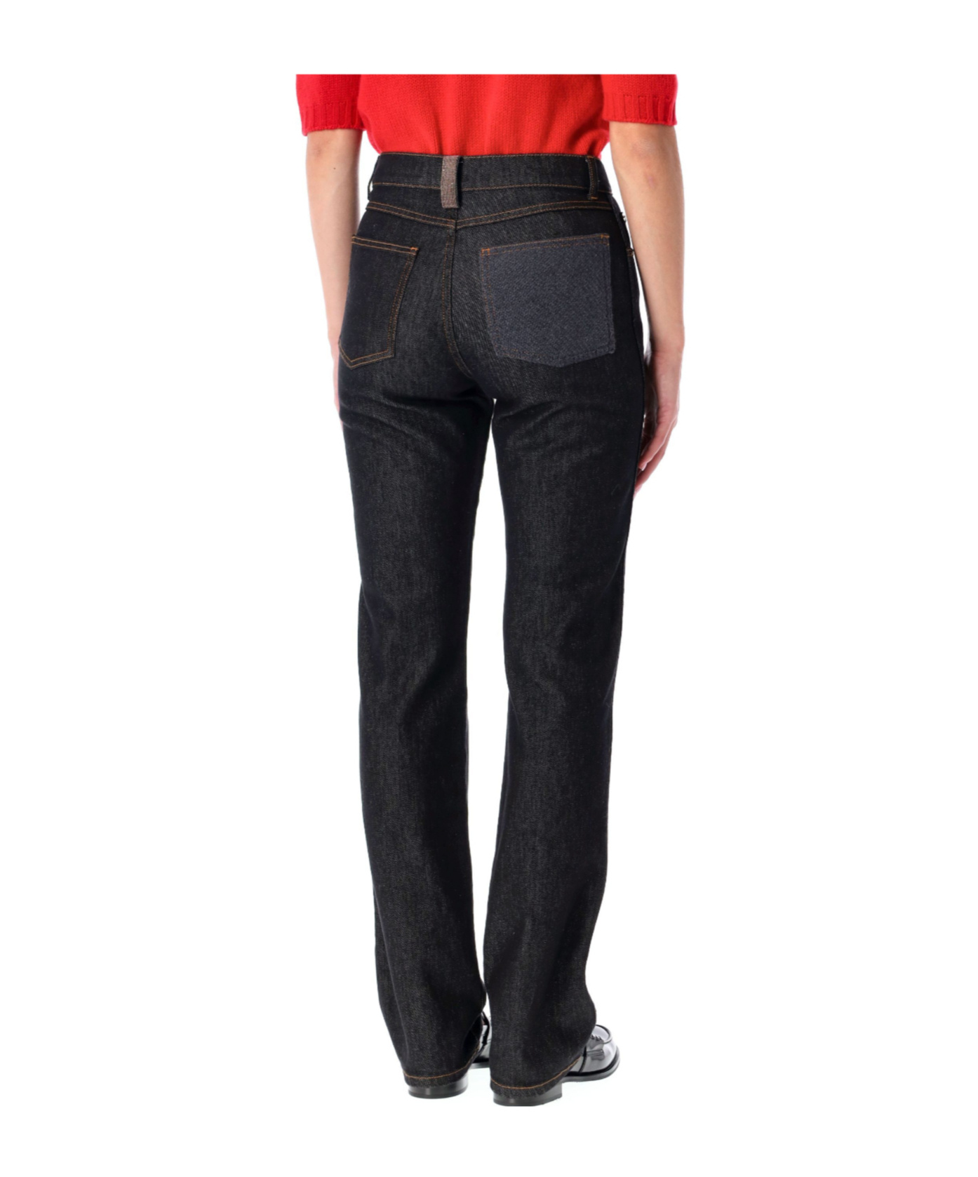 Fabiana Filippi Five Pocket Denim Trousers With Belt Loops In Black