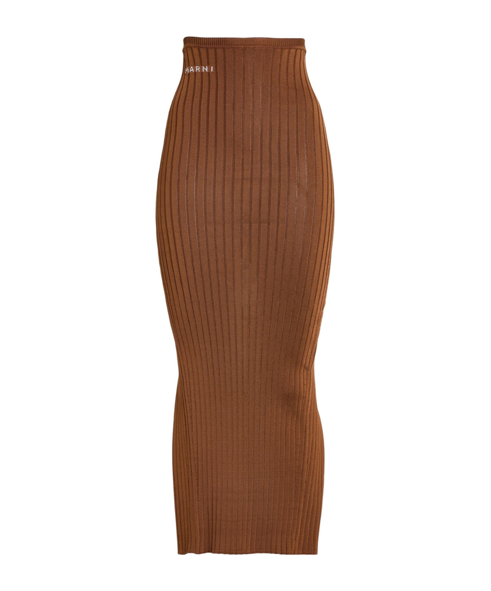 Marni Solid Color Knitted Pencil Skirt In Brown
