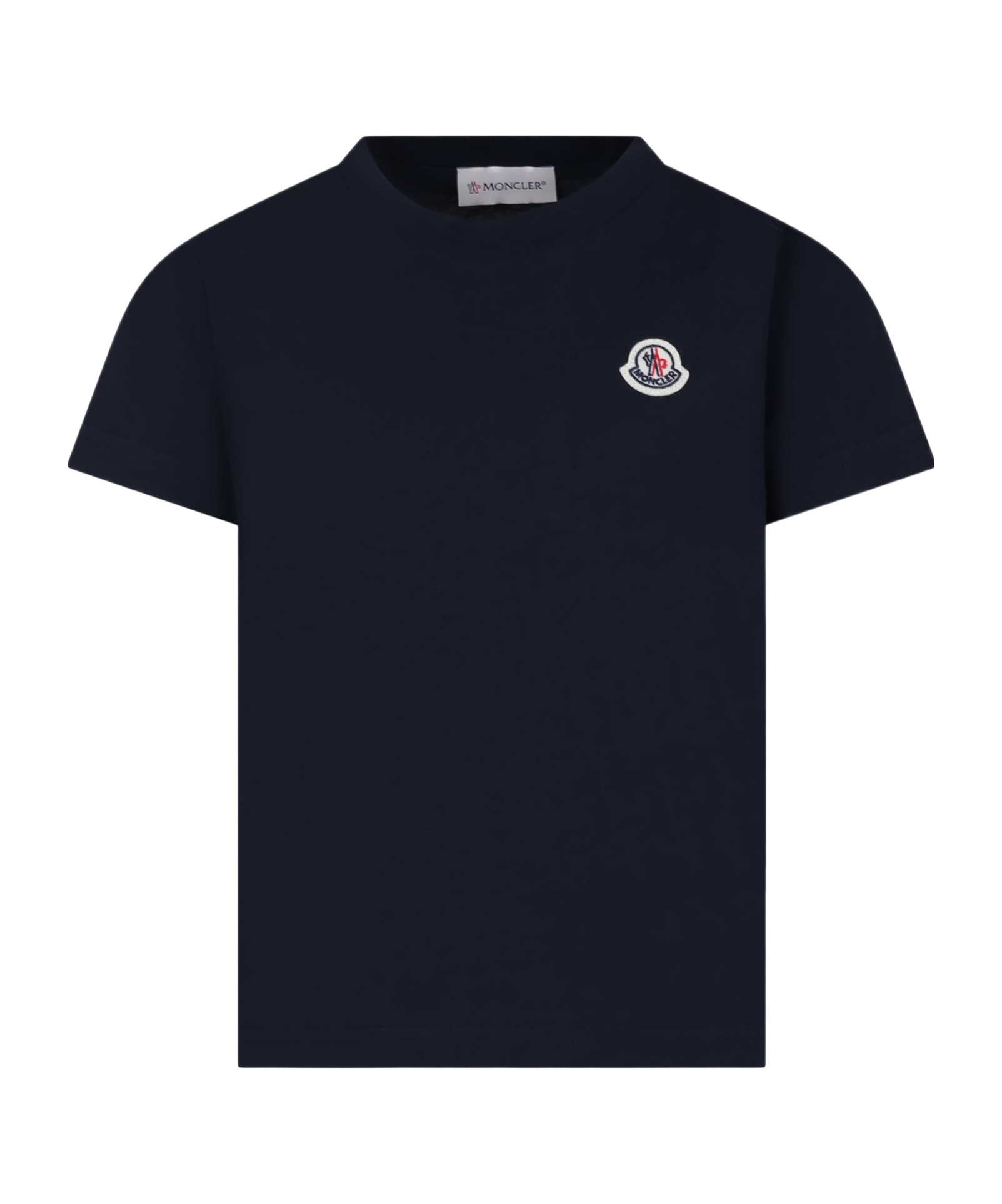 Moncler Enfant Logo Patch Crewneck T-shirt In Blue