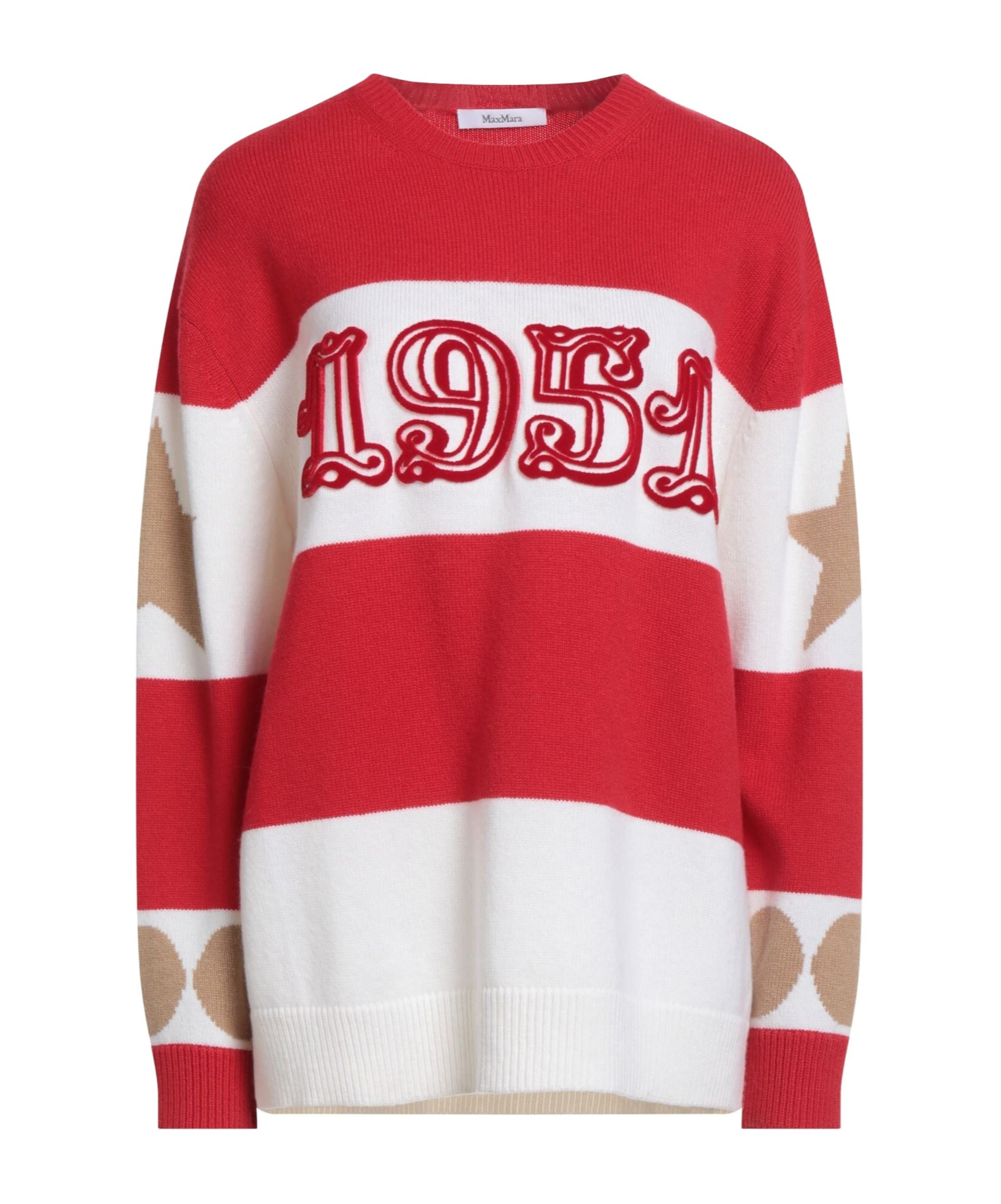 Max Mara Striped Long Sleeve Knit Sweater In Red
