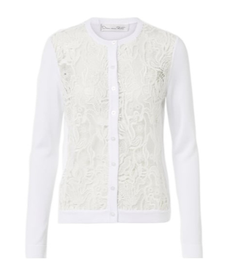 Oscar De La Renta Lace Cardigan In White