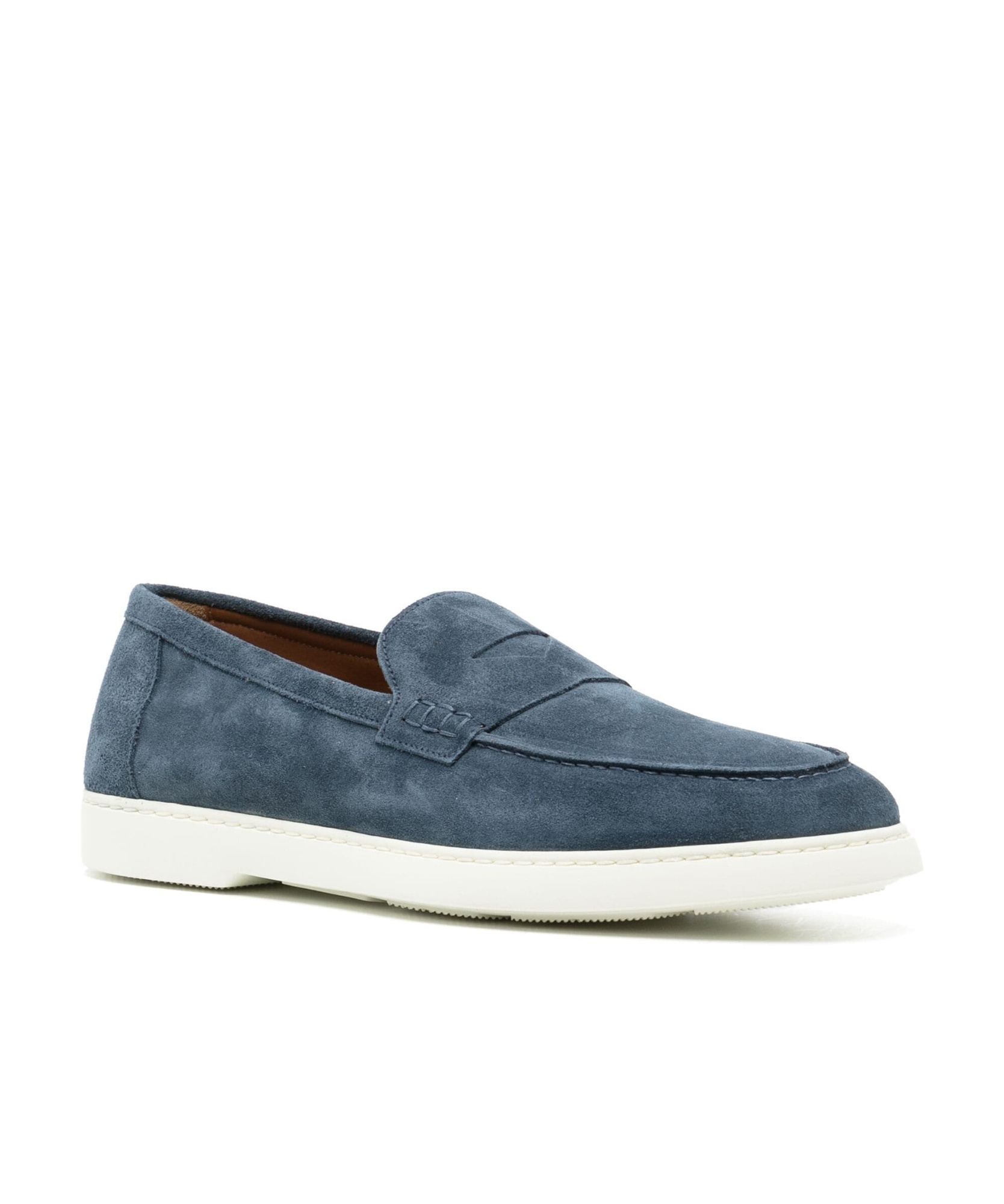 Doucal's Moc-stitching Suede Loafers In Blue